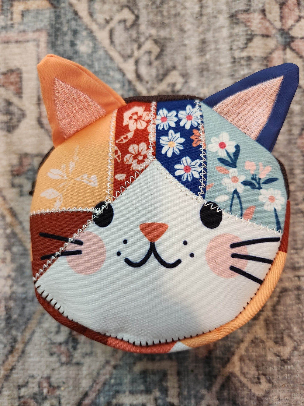 Patchwork Cat Coin Purse - Multicolor